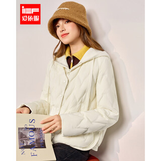 Ief/aiyifu 2025 winter new korean version rhombus design commuting temperament versatile warm light down jacket apricot s