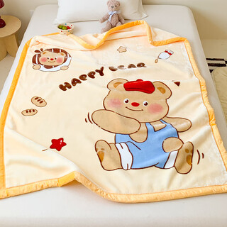 Guhe children's blanket cover winter thickened kindergarten double layer autumn baby baby blanket nap milk velvet blanket beibei bear yellow 120cm*150cm class a mother and baby grade, double layer thickened