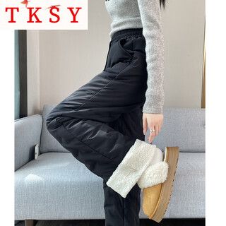Tksy lambswool down pants women's winter outer wear 2025 new northeast minus 40 degree straight style fashionable cotton pants black xl recommended 121-130jin jin is equal to 0.5 kg