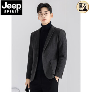 Jeep spirit men's casual suit jacket business premium autumn and winter woolen thick small suit jacket single piece gray 4xl generally 170jin jin is equal to about 0.5kg