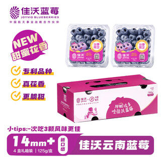 Joyvio yunnan blueberry sweet floral series 14mm+ 4 boxes gift box about 125g/box fresh fruit