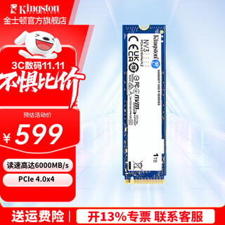 金士顿（Kingston）SSD固态硬盘M.2(NVMe PCIe 4.0×4)台式机笔记本固态硬盘电脑配件 NV3 1TB PCIe4.0