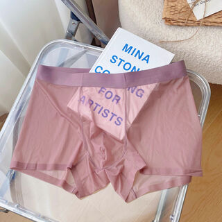 Fully transparent sexy pure desire underwear men's thong ice silk cool style breathable 2025 new boxer briefs 111-2-brown l size 95-115jin jin is equal to 0.5 kg