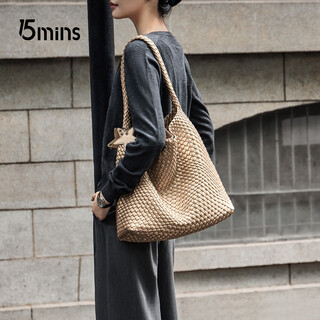15mins tote bag commuting bag women's large capacity shoulder tote bag niche woven bag women's bag birthday gift