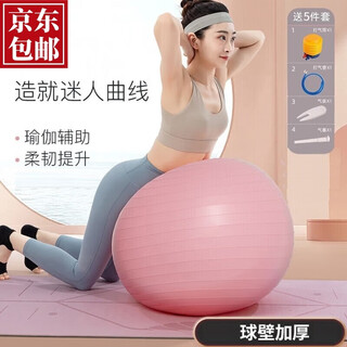 Wilkie yoga ball for pregnant women, birthing ball, midwifery fitness ball, children's sensory training ball, baby coaxing to sleep, radish squat, small pilates, 55cm light pink, air pump to remove air blockage