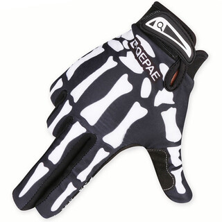 Ruixingqi fat donglai same style bicycle long finger gloves cycling chipper cycling warm single sports outdoor full finger skull black m