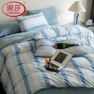 Langsha 2026 new light luxury new french dove velvet baby velvet baby velvet short plush milk velvet four-piece bed sheet quilt lan lihai bed sheet style 1.5m four-piece set