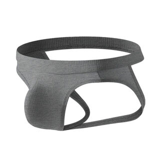 Men's low-waisted sexy threaded rayon butt-lifting double-butt underwear, u-convex stretch tight fitness thong, gray s