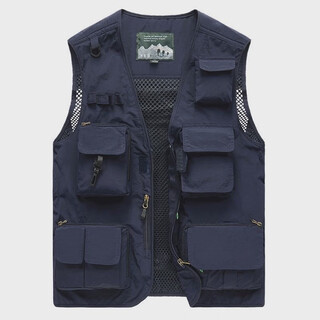 Work vest custom printed logo for men and women multi-pocket photography overalls fishing vest back 8909 navy blue s