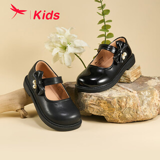 红蜻蜓儿童2025年秋冬童鞋女童小皮鞋3-6岁公主鞋单鞋Q51BPPY455黑色32