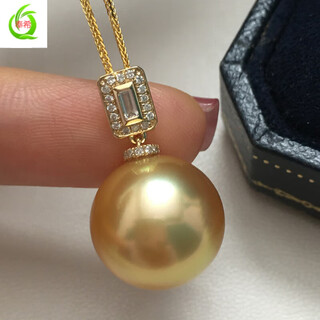 Shantou lincun quality south sea gold bead pendant thick gold seawater single 18 gold diamond necklace for women extremely strong -15mm