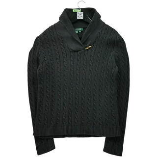 Lauren ralph lauren women's sweater warm and cold-resistant autumn and winter daily knitted retro black one size | eu xl