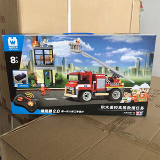 山头林村QL2260消防系列海上消防局救援船拼装玩具儿童积木礼物 389110-高层救援遥控消防车