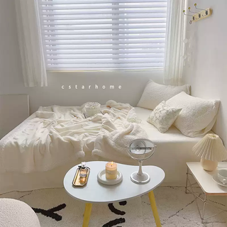 Rsrddyins lamb fleece blanket coral velvet skin-friendly soft single nap blanket baby blanket milk fleece flannel blanket cream white lamb fleece blanket 100*150cm suitable for leg covering shawl