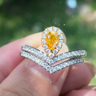 Royalpick customized 0.3ct yellow diamond ring women's diamond ring yellow diamond 18k gold wife and girlfriend's day birthday engagement gift customized yellow diamond ring (customized 7-day delivery)