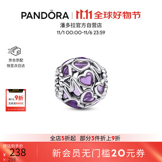 Pandora hollow heart-shaped maternal love charm enamel craft purple diy beads birthday gift for girlfriend