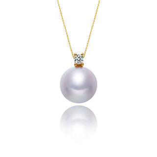 18k gold princess natural seawater single pearl pendant perfect round akoya pearl necklace 2 18k-gold freshwater pearl 9-9 points 5mm