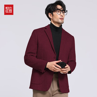 Red bean casual wool single suit men's jacket spring and autumn business korean style suit men's single suit top burgundy 4xl 195