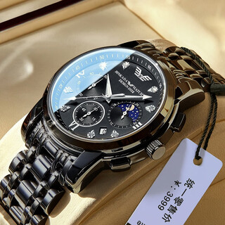Binkada armani black warrior watch men's multifunctional automatic mechanical style brand top ten college students father's day gifts