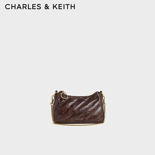 CHARLES&KEITH25冬新品多背法链条腋下包斜挎包女CK2-80151347-3 Distressed Coffee咖啡色 M