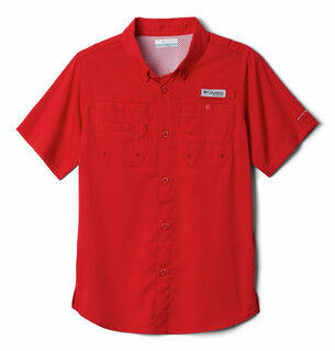 Columbia men's outdoor sun protection shirt quick-drying and breathable fishing casual short-sleeve red sparkle x-large