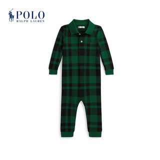 Polo ralph lauren baby 25 autumn check cotton mesh polo jumpsuit rl43838 999-green 73 (9m)