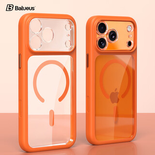 Balueus is suitable for iphone17promax mobile phone case apple 17pro mobile phone case 17 silicone transparent magnetic lens all-inclusive anti-fall new ip17 protective case pm magnetic type orange transparent all-inclusive lens-with camera button iphone 17 pro max