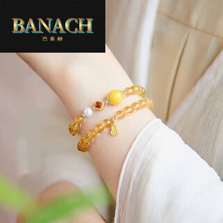Banach citrine bracelet women's double circle multiple circle stacked bracelet beeswax pearl transfer beads 10mm beads