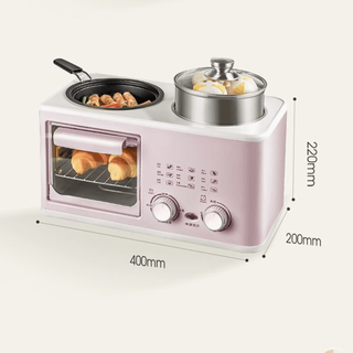 Xiaomi (mi) youpin ecological chain, same model as xiaomi youpin ecological chain, same model as mijia, same model for lazy dormitory, 4-in-1 breakfast machine, coffee, steaming, roasting, and frying all-in-one pot, multifunctional 8l 4-in-1 pink, with steamer + anti-scalding gloves