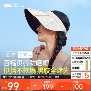 Beneunder women's pleated shell vinyl sun hat sun hat women's sun hat anti-uv empty top hat bm56124