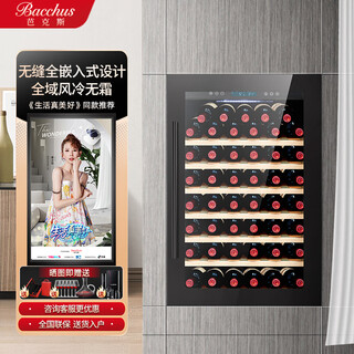 Bacchus wine cabinet built-in 48-pack thermostatic wine cabinet home wine champagne storage wine cabinet ice-freezer cabinet foreign wine home kitchen living room villa wall cabinet yc-110 black single temperature air-cooled compressor fully built-in 48 bottles