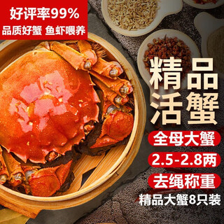 Live crabs, lake fresh yangcheng hairy crabs, whole female 2.5-2.8 pairs, 8 pieces, rope-free, full-weight seafood, new year gifts, new year crab gift boxes, straight from the source