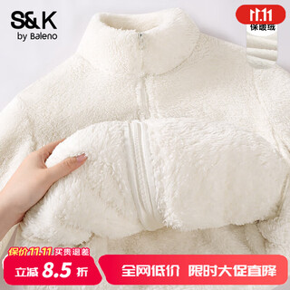Baleno s&k series jacket women's cardigan top 2025 winter new shu cotton velvet warmth heavyweight fashion long sleeve 6 apricot#solid color soft skin-friendly xl