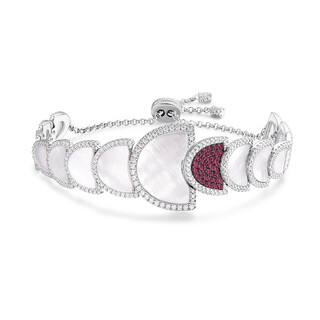 Apm monaco personalized half-moon adjustable mother-of-pearl bracelet ab4997m silver one size