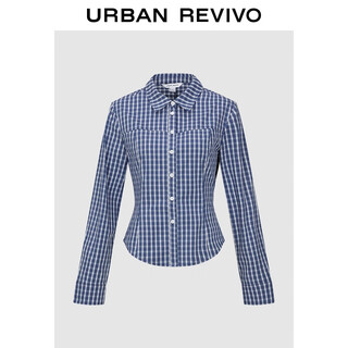 Ur2025 new winter women's casual contrasting plaid lapel cardigan shirt uyy250108