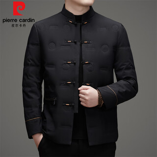 Pierre cardin brand new chinese style chinese style tang suit men's national trend leaving down jacket autumn and winter middle-aged and elderly dad jacket 3563 black down style m 170