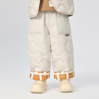 Bosideng 2025 new children's down pants, thickened, loose and warm, casual trousers for small and medium-sized children, men and women, oatmeal color_7185 one size fits all 140_60_reference height 130-140c