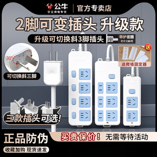 Bull two-pin rotatable plug socket terminal board 2 plugs two-pin eye double-hole extension to 3-pin three conversion 1 socket_0.5m-a01 bull two-pin straight pin plug