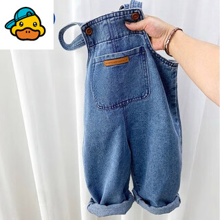 G.duckkids boys' overalls jeans girls simple children's autumn pants 2025 new baby spring and autumn long pants trend k60-blue overalls () 120 suitable height 110-120cm age 6-7 years old