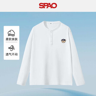 Spao retro henry collar long-sleeved t-shirt for men and women 2025 autumn bottoming shirt slightly wide off-shoulder top spcx25st05xy
