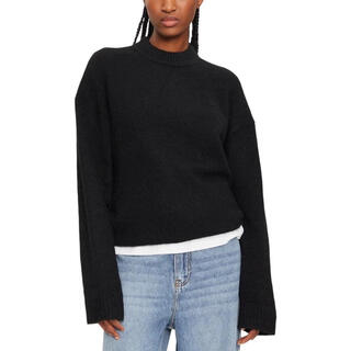 Calvin klein jeans women's sweater warm, soft and thickened autumn and winter daily knitted simple black one size | eu l