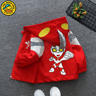G.duckkids children's clothes boys' jackets spring and autumn spider-man clothes children's jackets hooded elementary school jackets handsome tops ultraman red 110 recommended 100-110cm4-5 years old