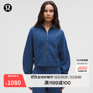 lululemon丨Scuba 女士超宽松款拉链连帽衫 *华夫格 LW3JCVS 杂色斜纹蓝 M /L