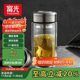 Fuguang glass double layer high borosilicate glass water cup with tea separator tea and water separation car tea cup for men 400ml