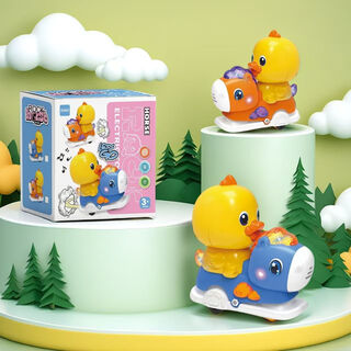 小童家族 电动万向避障摇摆木马卡通小萌鸭儿童玩具音乐灯光仿真动物玩具 【萌趣鸭子】音乐/灯光/万向轮 【充电款 】3充电电池+充电器+彩盒装
