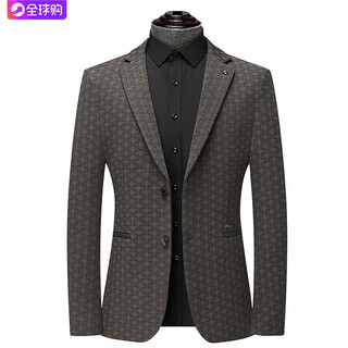 Boss trendy jacquard casual blazer men's autumn and winter high-end brand men's slim single-piece suit top coffee color m 170