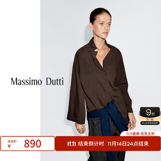 Massimo dutti autumn and winter new products 2025 women's clothing simple, versatile, lazy and relaxed textured raglan sleeve shirt 05175975 brown m (170/92a)