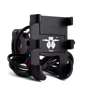 Zkhe aluminum alloy motorcycle mobile phone holder electric bicycle takeout navigation stand fixed clip riding with usb charging black lock handlebar model with charging motorcycle