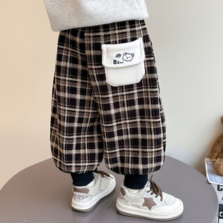 小红书爆款女童加绒卫裤秋冬儿童一体绒裤子2025新款洋气女宝加厚 咖色 cm[建议身高81] 90