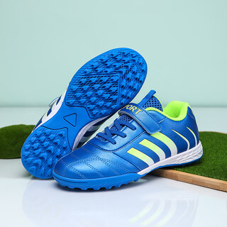 Football shoes for children tf broken nails for teenagers, primary school boys and girls, football training and competition sports shoes, royal blue, free football socks + shin guards 32 (210mm) free football socks + shin guards